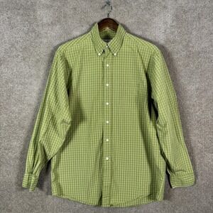 Brooks Brothers Shirt Mens 16-34/35 Green Check Button Down Collar Long Sleeve